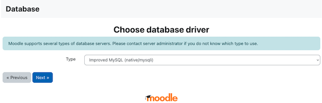 Enter the Moodle Database Driver Enter the Moodle Database Driver