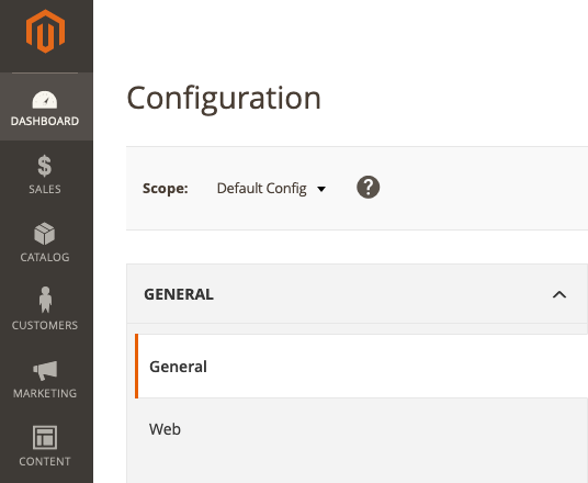 Select Web from the General menu. Select Web from the General menu.