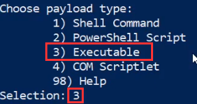 Luckystrike prompt - choose payload type Luckystrike prompt - choose payload type